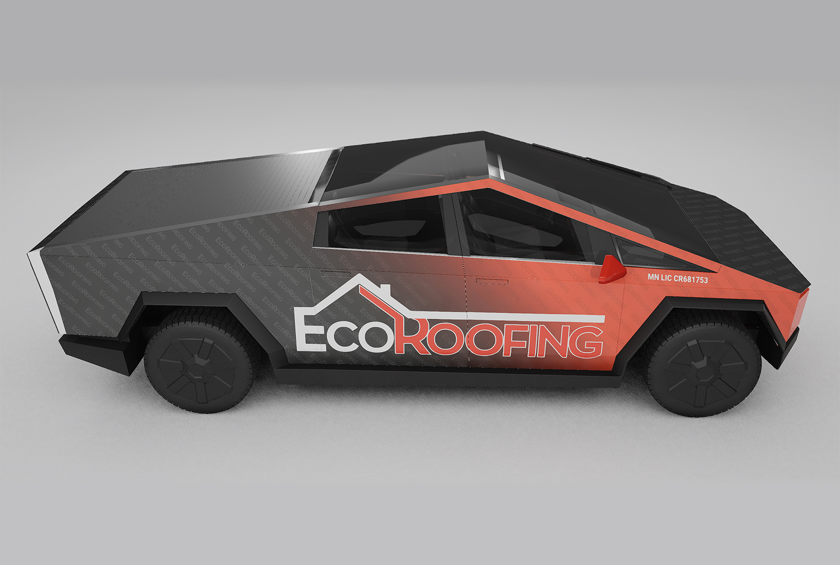 EcoRoofing Cyber Truck Wrap Design