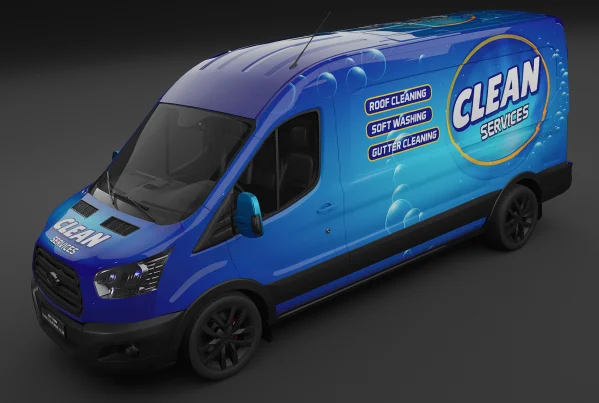 Cleaning company van wrap design