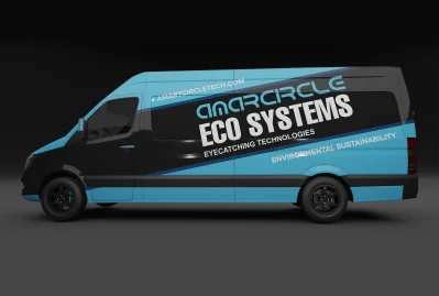Custom Eco-Friendly Tech Vehicle Wrap Design