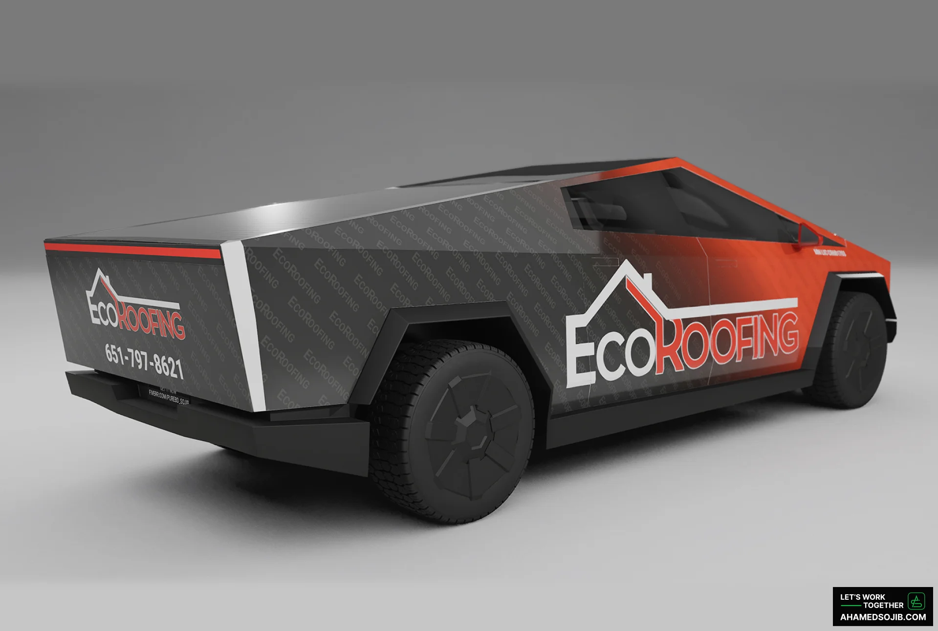 EcoRoofing Cyber Truck Wrap Design