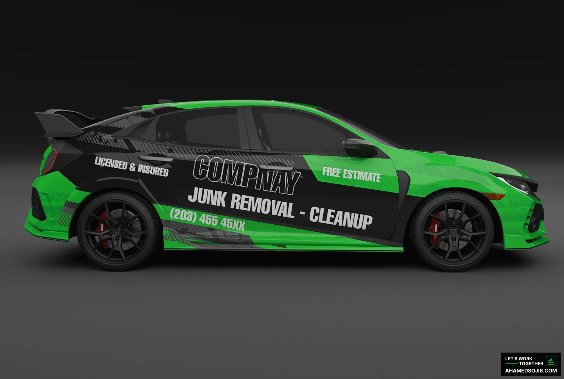 Junk removal company car wrap design