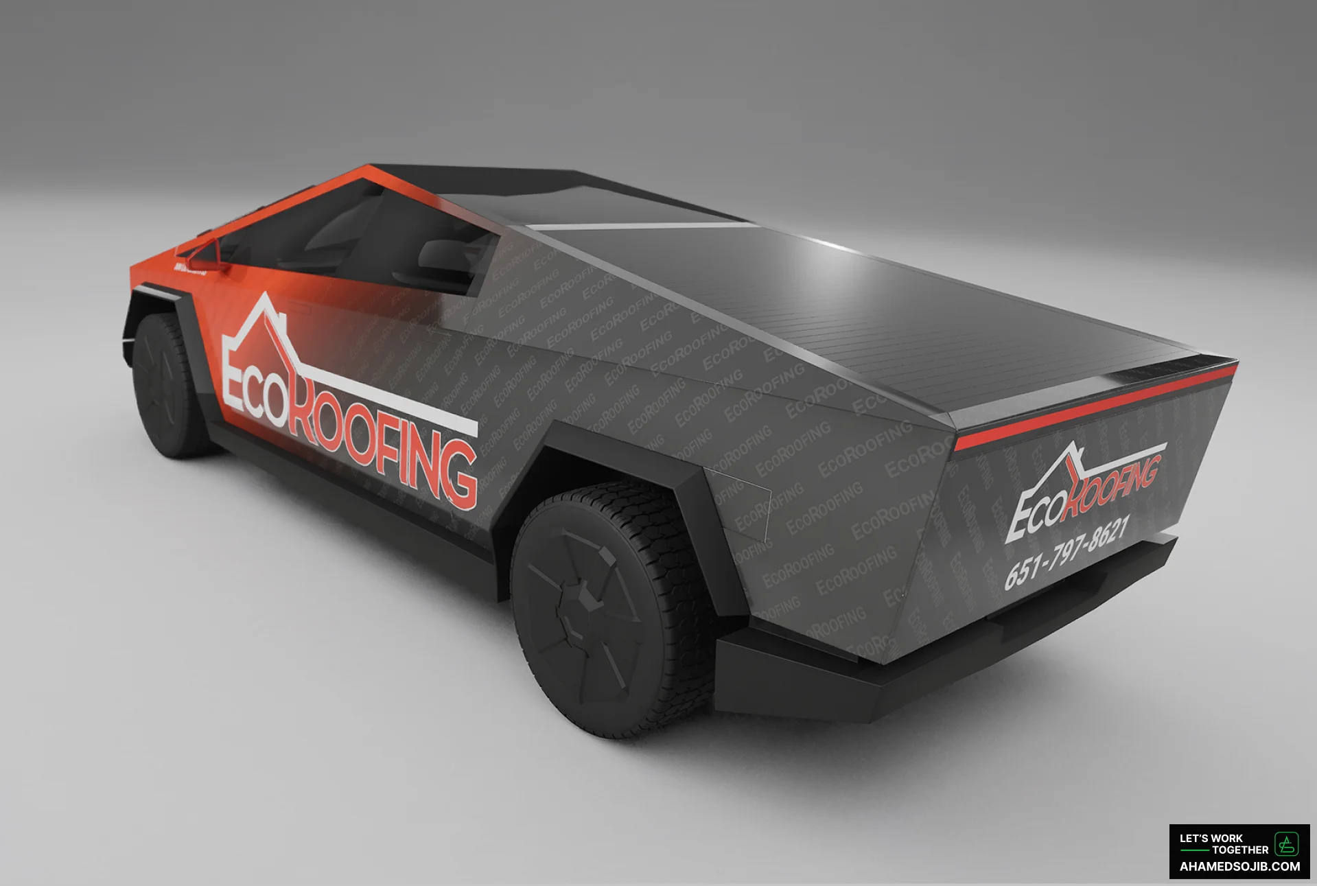 EcoRoofing Cyber Truck Wrap Design