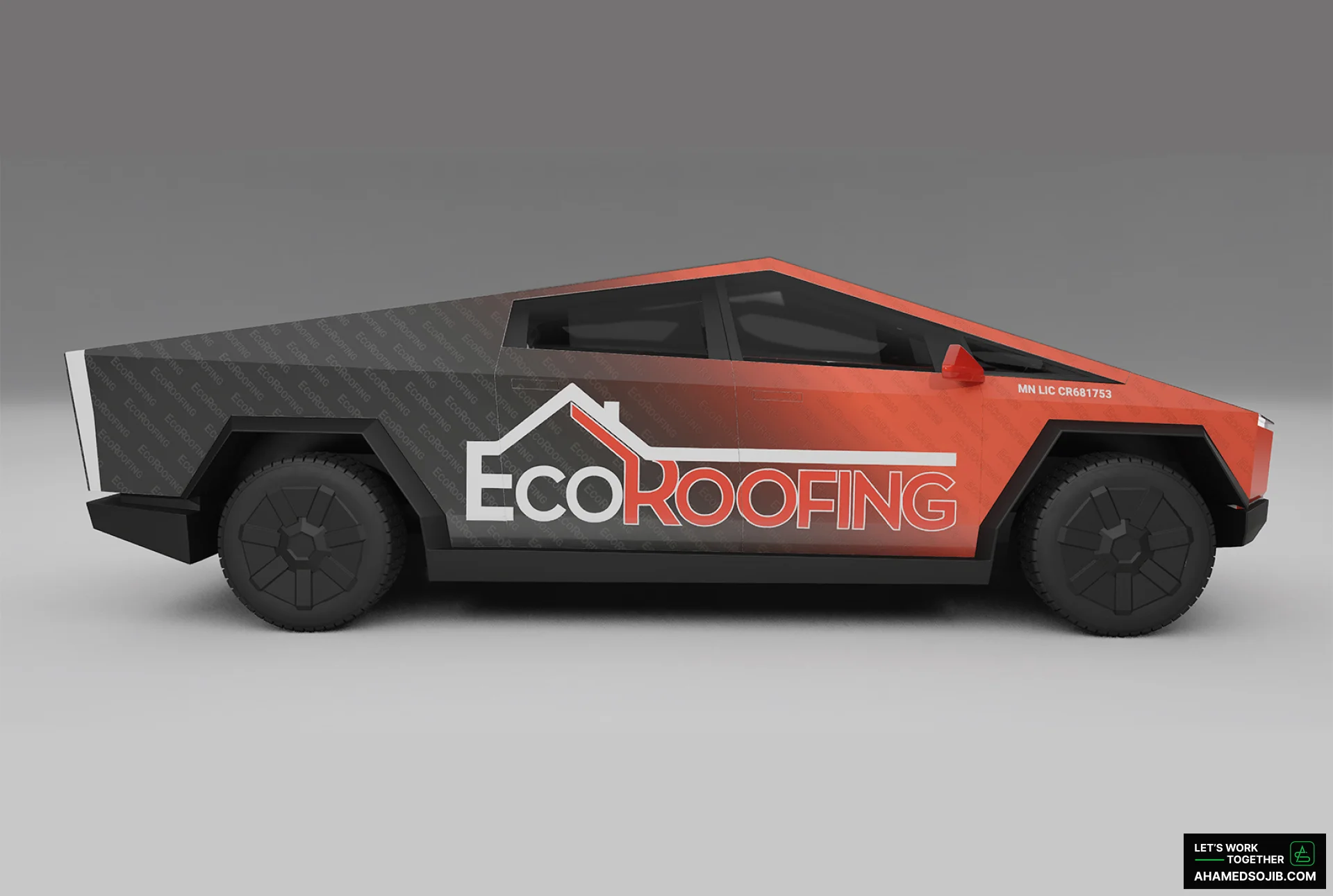 EcoRoofing Cyber Truck Wrap Design