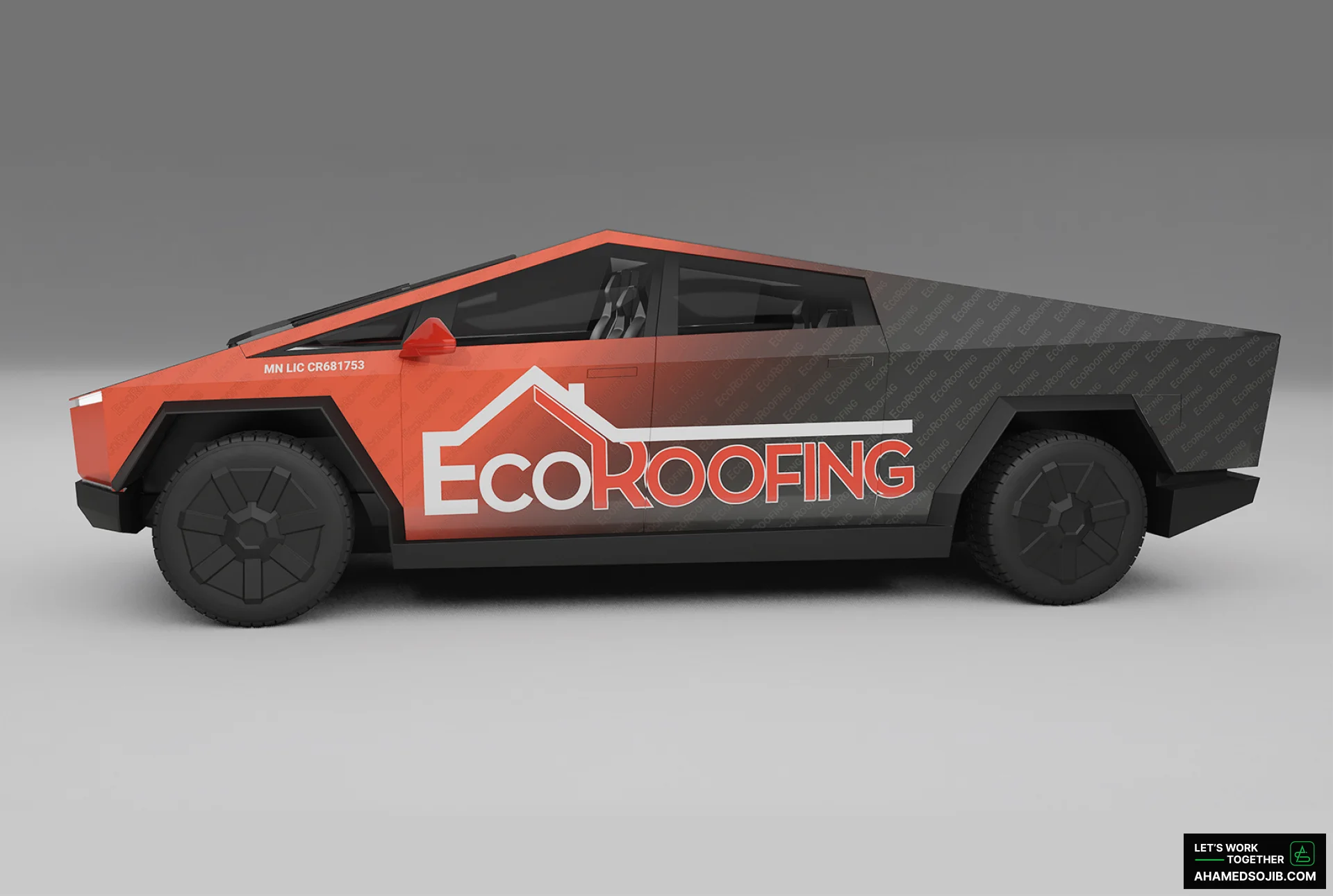 EcoRoofing Cyber Truck Wrap Design