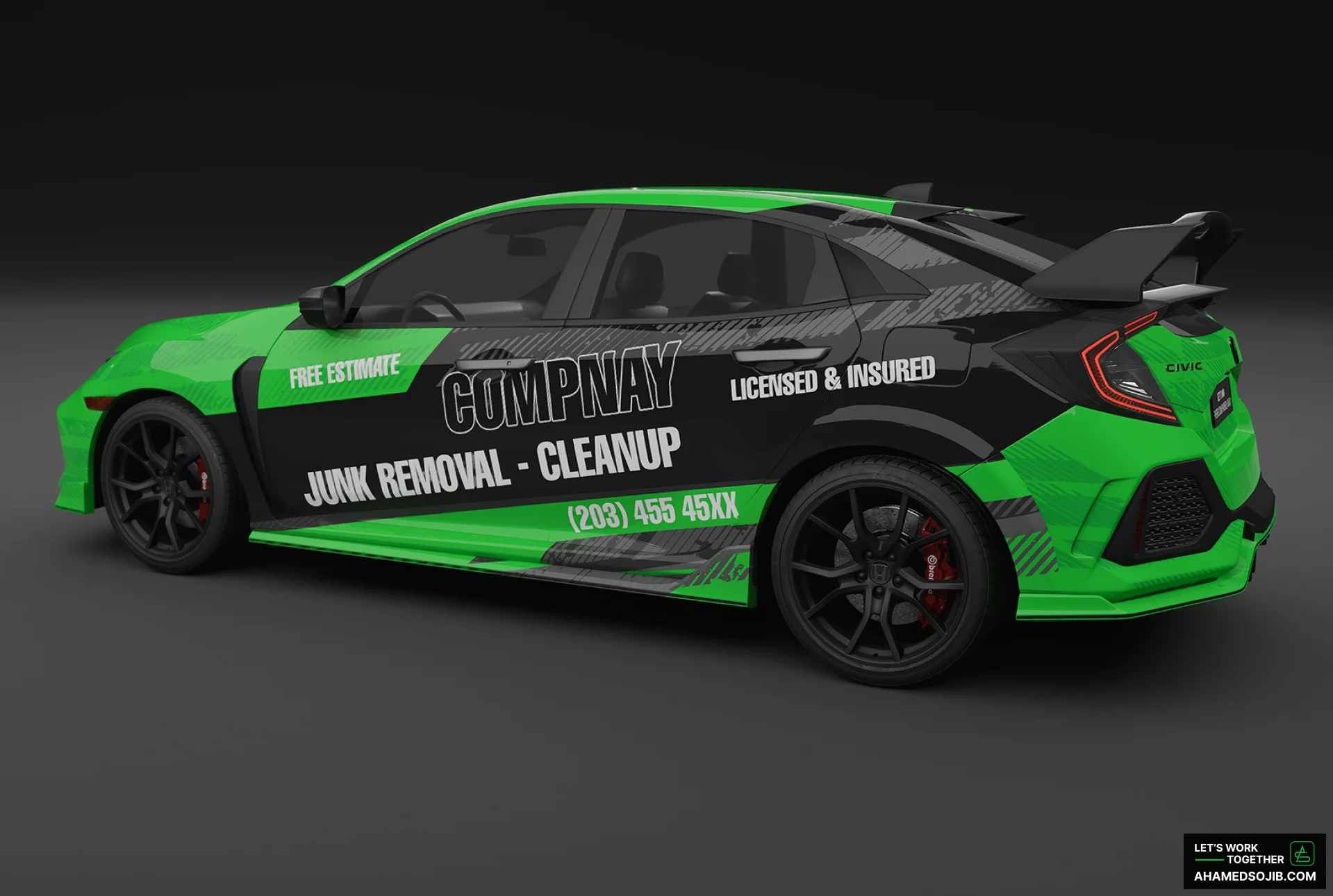 Junk removal company car wrap design